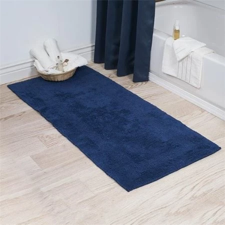 Lavish Home 67-0019-BLA 24 x 60 in. Plus 100 Percent Cotton Bathroom Runner; Navy