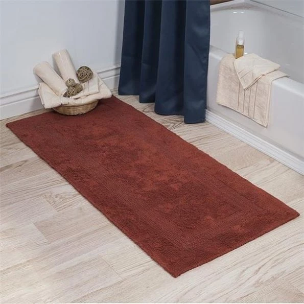 Lavish Home 67-0019-BRI 24 x 60 in. Plus 100 Percent Cotton Bathroom Runner; Brick
