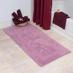 Lavish Home 67-0019-R 24 x 60 in. Plus 100 Percent Cotton Bathroom Runner; Rose