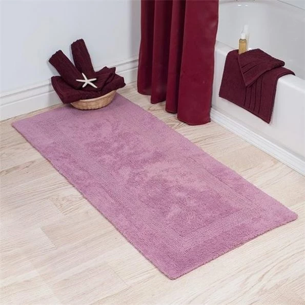 Lavish Home 67-0019-R 24 x 60 in. Plus 100 Percent Cotton Bathroom Runner; Rose
