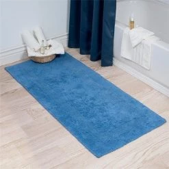 Lavish Home 67-0019-B 24 x 60 in. Plus 100 Percent Cotton Bathroom Runner; Blue