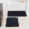 Lavish Home 67-10-BL 2 Piece Memory Foam Bath Mat Set - Black