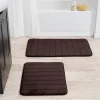 Lavish Home 67-16-C 2 Piece Memory Foam Striped Bath Mat Set - Chocolate