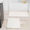 Lavish Home 67-16-W 2 Piece Memory Foam Striped Bath Mat Set - White
