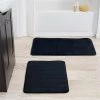 Lavish Home 67-16-BL 2 Piece Memory Foam Striped Bath Mat Set - Black