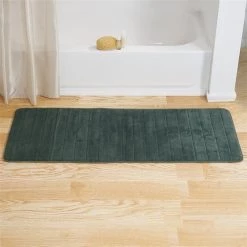 Lavish Home 67-17-G 60 x 24.25 x 0.62 in. Memory Foam Striped Extra Long Bath Mat – Green