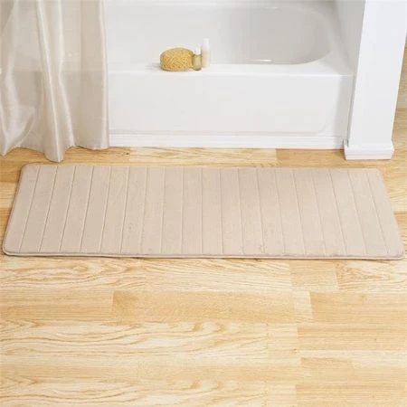Lavish Home 67-17-I 60 x 24.25 x 0.62 in. Memory Foam Striped Extra Long Bath Mat - Beige