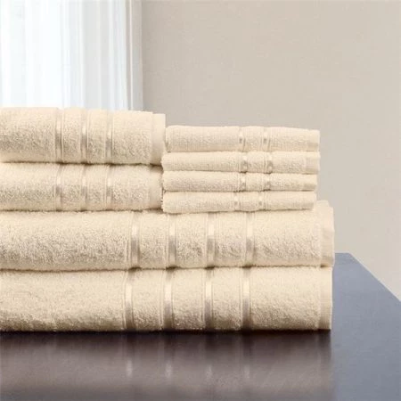 Lavish Home 67-0013-B 12 x 11.75 in. 100 Percent Cotton Plush Bath Towel Set; Bone - 8 Piece