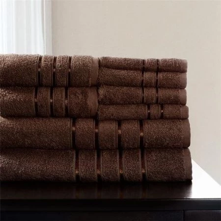 Lavish Home 67-0013-C 12 x 11.75 in. 100 Percent Cotton Plush Bath Towel Set; Chocolate - 8 Piece