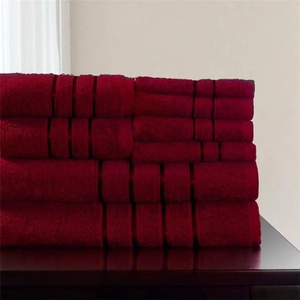 Lavish Home 67-0013-BU 12 x 11.75 in. 100 Percent Cotton Plush Bath Towel Set; Burgundy - 8 Piece 1 Lavish Home 67-0013-BU 12 x 11.75 in. 100 Percent Cotton Plush Bath Towel Set; Burgundy – 8 Piece