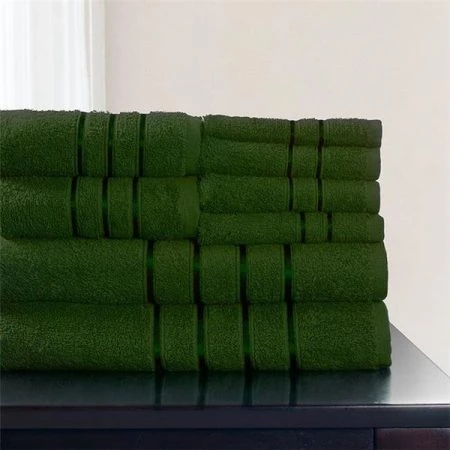 Lavish Home 67-0013-G 12 x 11.75 in. 100 Percent Cotton Plush Bath Towel Set; Green - 8 Piece