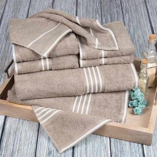 Lavish Home 67-0022-T 27.5 x 53 in. Rio 100 Percent Cotton Towel Set; Taupe – 8 Piece
