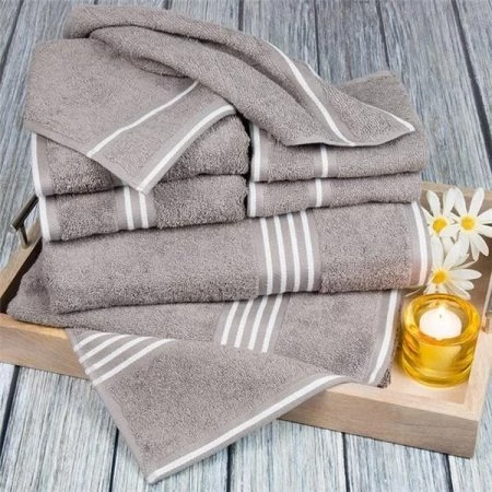 Lavish Home 67-0022-S 27.5 x 53 in. Rio 100 Percent Cotton Towel Set; Silver - 8 Piece