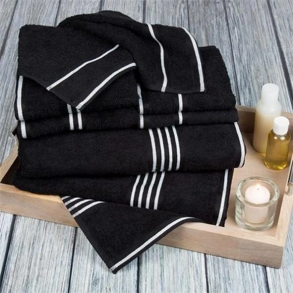 Lavish Home 67-0022-BL 27.5 x 53 in. Rio 100 Percent Cotton Towel Set; Black – 8 Piece