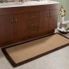 Lavish Homes Lavish Home 67-0031-C 24 x 60 in. Memory Foam Extra Long Bath Mat - Faux Linen Fleece; Chocolate