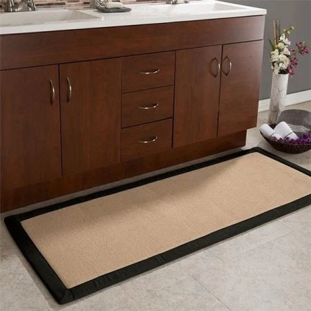Lavish Home 67-0031-BL 24 x 60 in. Memory Foam Extra Long Bath Mat - Faux Linen Fleece; Black