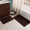 Lavish Home 67-0032-C Memory Foam Bath Mat Set - Woven Jacquard Fleece; Chocolate - 2 Piece