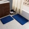 Lavish Home 67-0032-N Memory Foam Bath Mat Set - Woven Jacquard Fleece; Navy - 2 Piece