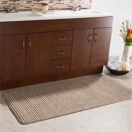 Lavish Home 67-0033-T 24 x 59 in. Woven Jacquard Fleece Memory Foam Extra Long Bath Mat; Taupe
