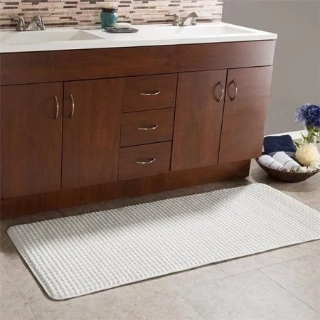 Lavish Home 67-0033-W 24 x 59 in. Woven Jacquard Fleece Memory Foam Extra Long Bath Mat; White