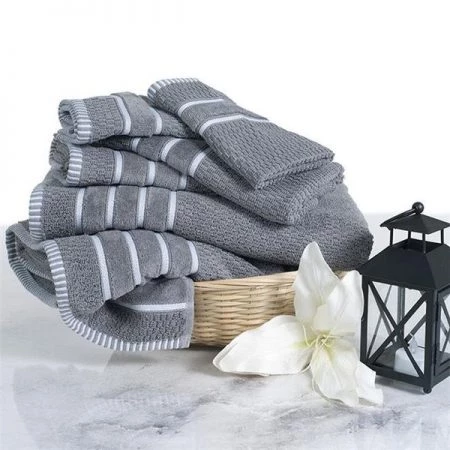 Castle Point AF810007 Combed Cotton Towel Set Rice Weave; 6 Piece - Silver Gray