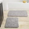 Lavish Home 67-18-G Memory Foam Shag Bath Mat; Grey - 2 Piece