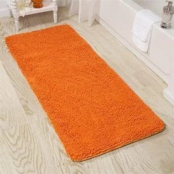 Lavish Home 67-19-O 2 by 5 ft. Memory Foam Shag Bath Mat; Orange
