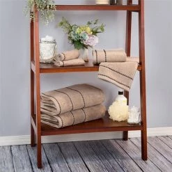 Trademark Global 67-0024-T Luxury Cotton Towel Set- Quick Dry Zero Twist & Soft Set; Taupe & Black – 6 Piece