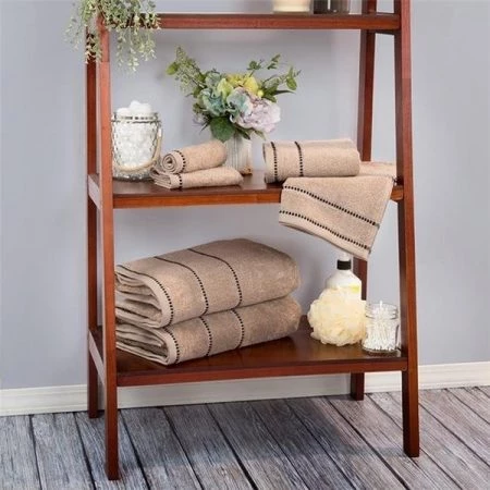 Trademark Global 67-0024-T Luxury Cotton Towel Set- Quick Dry Zero Twist & Soft Set; Taupe & Black - 6 Piece