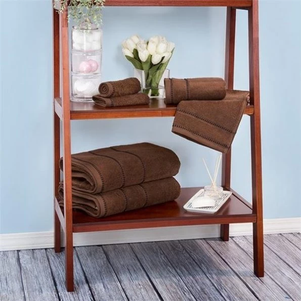 Trademark Global 67-0024-C Luxury Cotton Towel Set- Quick Dry Zero Twist & Soft Set; Chocolate – 6 Piece