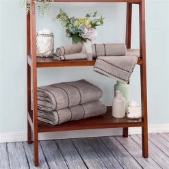 Trademark Global 67-0024-S Luxury Cotton Towel Set- Quick Dry Zero Twist & Soft Set; Silver & Black – 6 Piece