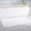 Lavish Home 67-0027-W 100 Percent Cotton Trellis Bathroom Mat Set; White - 2 Piece