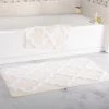 Lavish Home 67-0027-B 100 Percent Cotton Trellis Bathroom Mat Set; Bone - 2 Piece