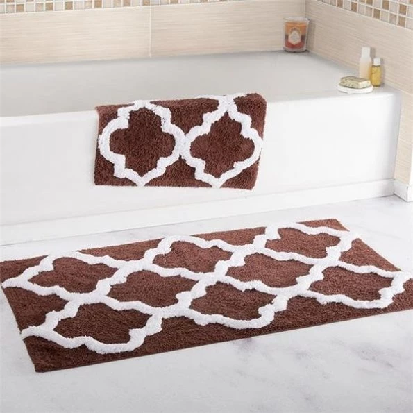 Lavish Homes Lavish Home 67-0027-C 100 Percent Cotton Trellis Bathroom Mat Set; Chocolate - 2 Piece 1 Lavish Home 67-0027-C 100 Percent Cotton Trellis Bathroom Mat Set; Chocolate – 2 Piece