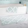 Lavish Homes Lavish Home 67-0027-SF 100 Percent Cotton Trellis Bathroom Mat Set; Seafoam - 2 Piece