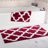 Lavish Home 67-0027-BU 100 Percent Cotton Trellis Bathroom Mat Set; Burgundy - 2 Piece