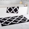 Lavish Home 67-0027-BL 100 Percent Cotton Trellis Bathroom Mat Set; Black - 2 Piece