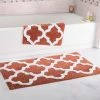Lavish Homes Lavish Home 67-0027-BR 100 Percent Cotton Trellis Bathroom Mat Set; Brick - 2 Piece