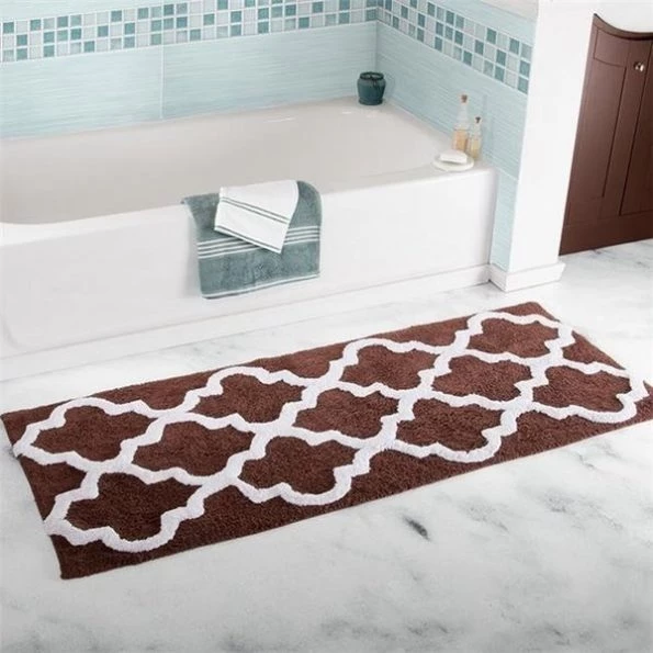 Lavish Homes Lavish Home 67-0029-C 24 x 60 in. 100 Percent Cotton Trellis Bathroom Mat - Chocolate 1 Lavish Home 67-0029-C 24 x 60 in. 100 Percent Cotton Trellis Bathroom Mat – Chocolate