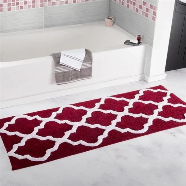 Lavish Homes Lavish Home 67-0029-BU 24 x 60 in. 100 Percent Cotton Trellis Bathroom Mat - Burgundy 1 Lavish Home 67-0029-BU 24 x 60 in. 100 Percent Cotton Trellis Bathroom Mat – Burgundy