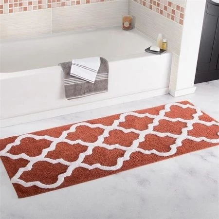 Lavish Home 67-0029-BR 24 x 60 in. 100 Percent Cotton Trellis Bathroom Mat - Brick
