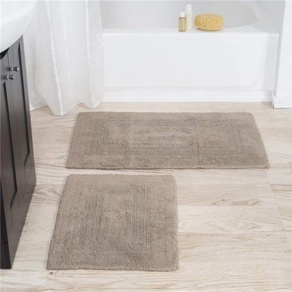Bedford Home 67A-01684 100 Percent Cotton 2 Piece Reversible Rug Set – Taupe