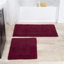 Bedford Home 67A-01776 Reversible Rug Set; Burgundy – 2 Piece