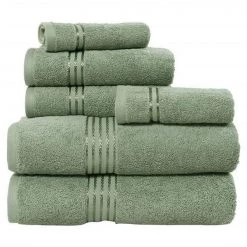 Bedford Home 67A-01837 100 Percent Cotton Hotel 6 Piece Towel Set – Green