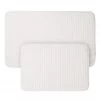 Bedford Home 67A-23376 2 Piece Memory Foam Bath Mat Set by Woven Jacquard Fleece - White
