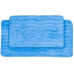 Bedford Home 67A-26563 2 Piece Memory Foam Bath Mat Set; Blue