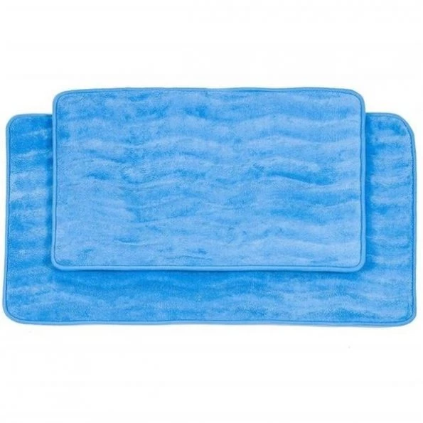 Bedford Home 67A-26563 2 Piece Memory Foam Bath Mat Set; Blue