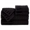 Bedford Home 67A-27544 6 Piece Cotton Deluxe Plush Bath Towel Set - Black