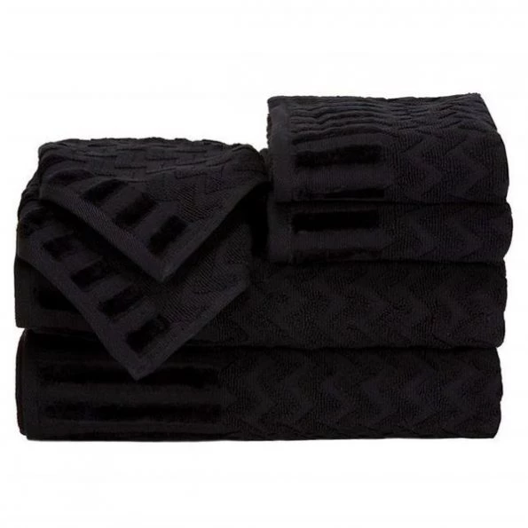 Bedford Home 67A-27544 6 Piece Cotton Deluxe Plush Bath Towel Set - Black 1 Bedford Home 67A-27544 6 Piece Cotton Deluxe Plush Bath Towel Set – Black