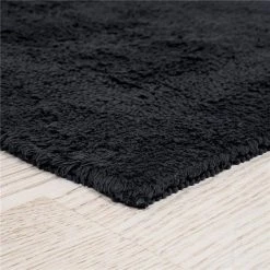 Bedford Home 67A-27571 2 Piece 100 Percent Cotton Bath Mat Set – Black